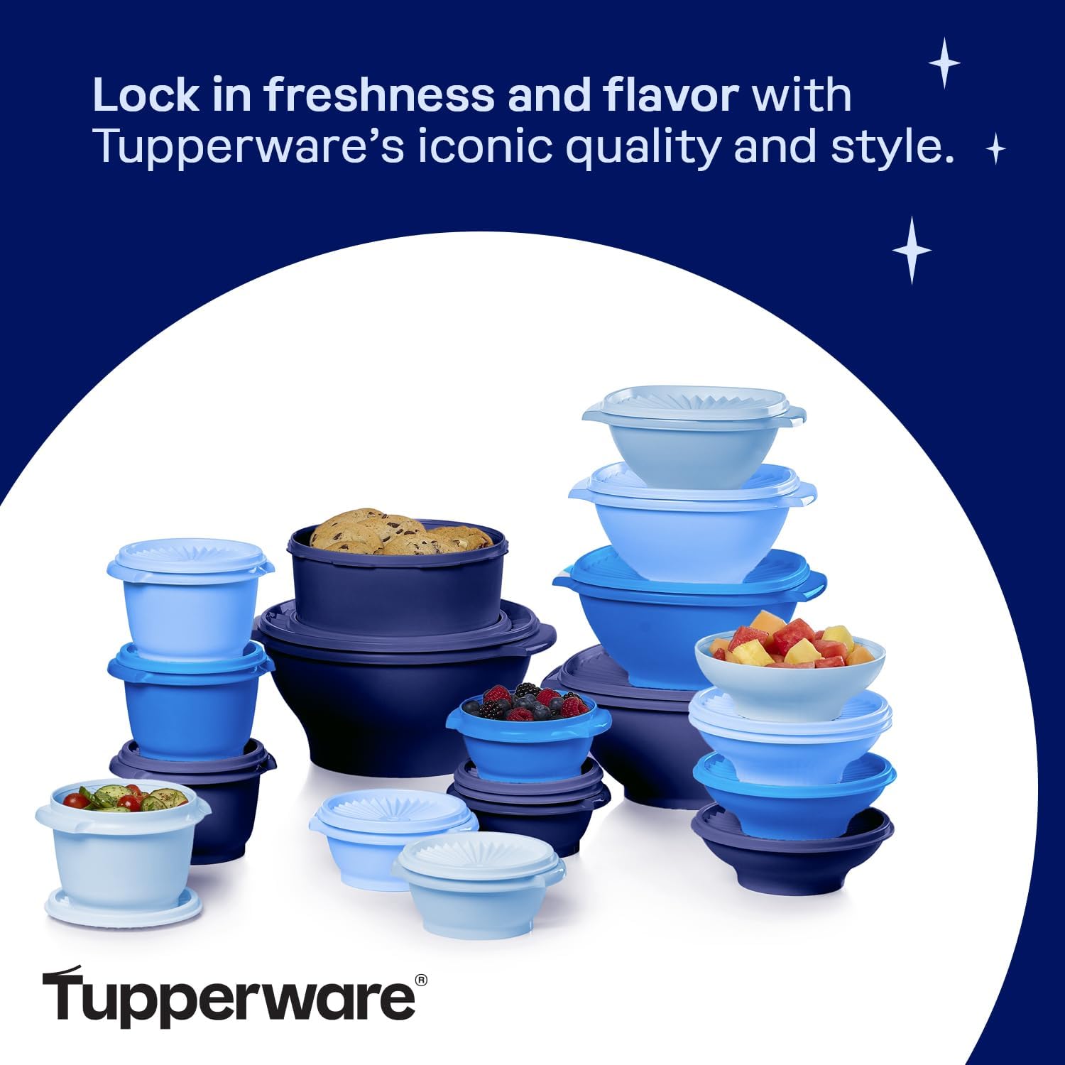 Tupperware Heritage Collection - 36-Piece Vintage Blue Food Storage Container Set | Dishwasher Safe & BPA Free