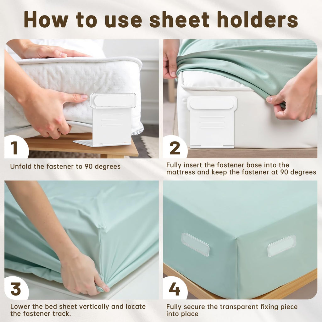 Bed Sheet Holders for Corners - 8Pcs USA Patented Heavy Duty Fitted Bedlock Sheet Holders Keep Sheets Firm & Tight,Secure All Mattress Edges and Corners,No Loose Sheets,Easy Installation