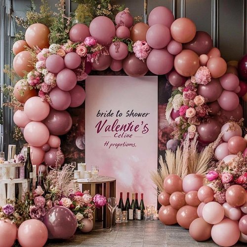 Dusty Rose Pink Balloon Garland Arch - Double Stuffed Dark Pink Balloons For Valentines Birthday Baby Shower Boho Bridal Shower Wedding Party Decorations