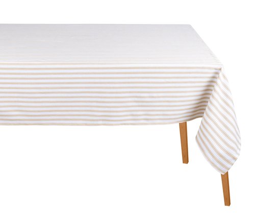 Beige Tablecloths, Cotton Tablecloths for Rectangular, 100% Cotton, Farmhouse Tablecloth, Linen Christmas Tablecloth, Striped Table Cover, Cloth Tablecover Wedding & Holiday Beige and White 63x109