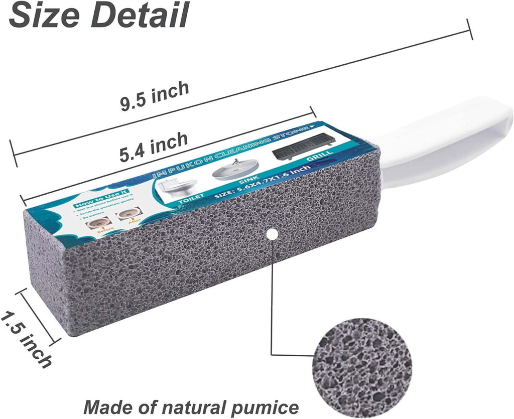 8 Pack Toilet Pumice Stone with Handle, Pumice Stone for Toilet Cleaning, Toilet Stone for Household Cleaning, with 8 Pack Label Manuals
