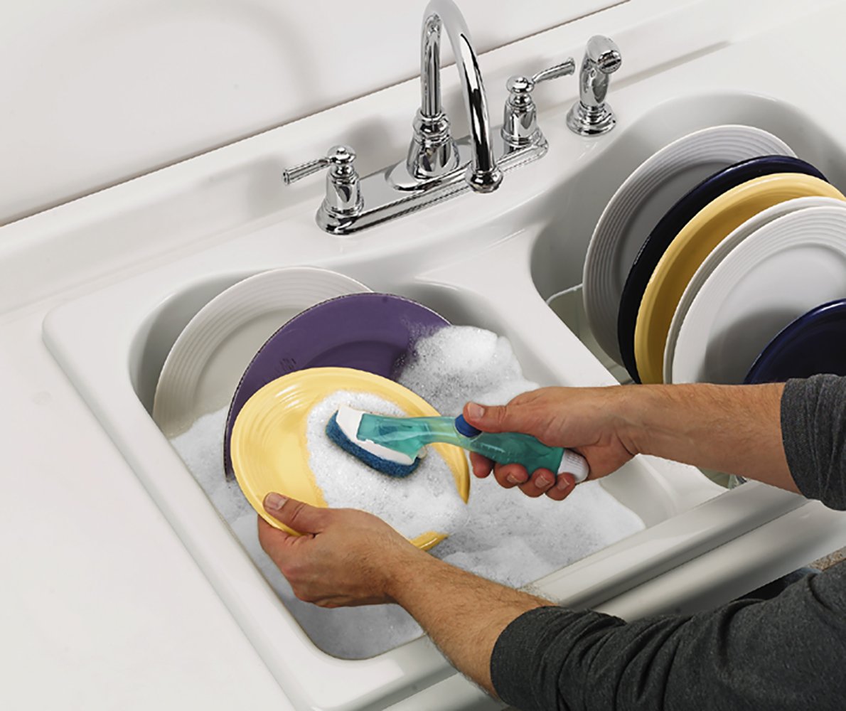 Scotch-Brite Non-Stratch Dishwand, Scrubber for Cleaning Kitchen, Bathroom, and Household, Non-Scratch Dish Scrubber Safe for Non-Stick Cookware,( Pack of 4)