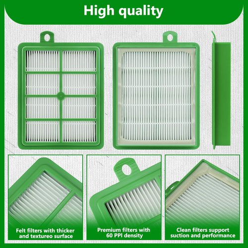 HASMX Hepa Filter Replacement for Electrolux Vacuum Cleaner EL4021A EL4040A EL4042A EL4050B EL4100A EL4101A EL4103A, Replaces Part Numbers EL012, EL012A, S-filter HEPA Vacuum Filter, Green (4-Pack)