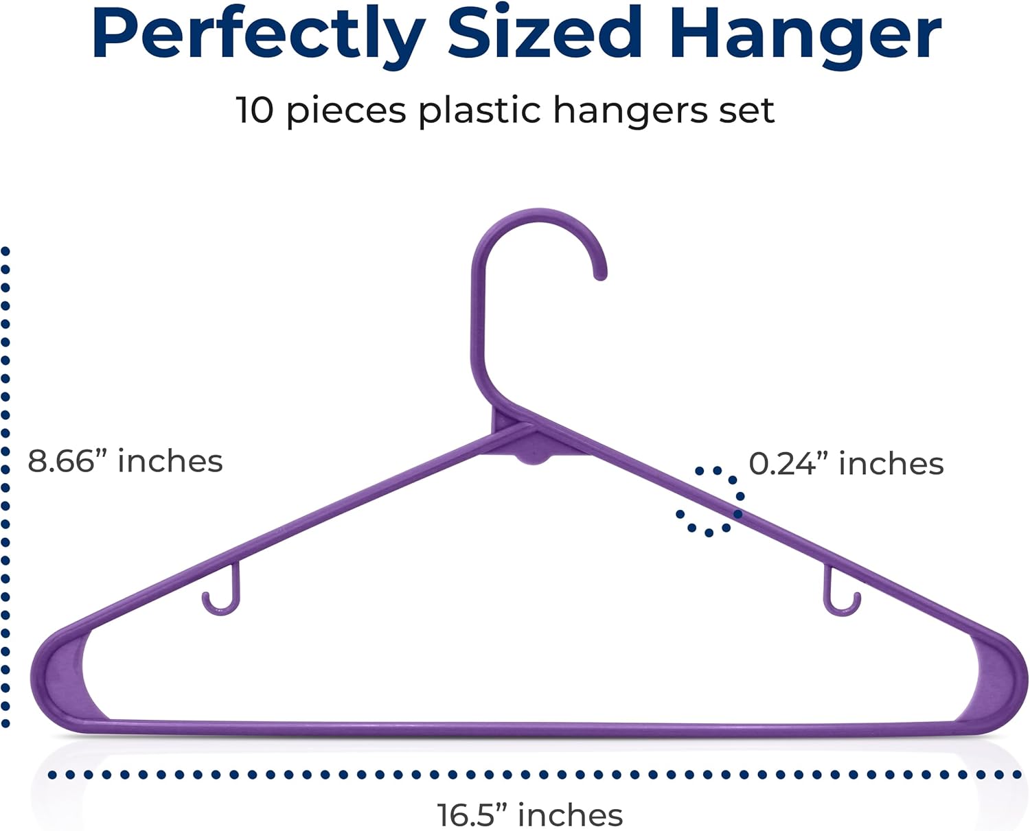 SereneLife Premium Plastic Hangers - Lightweight & Durable Space-Saving Clothes Organizers | 10 Pack (Purple)