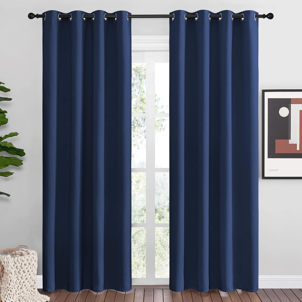 NICETOWN Navy Blackout Curtains - Thermal Insulated Room Darkening Drapes | 55" W x 86" L, Set of 2
