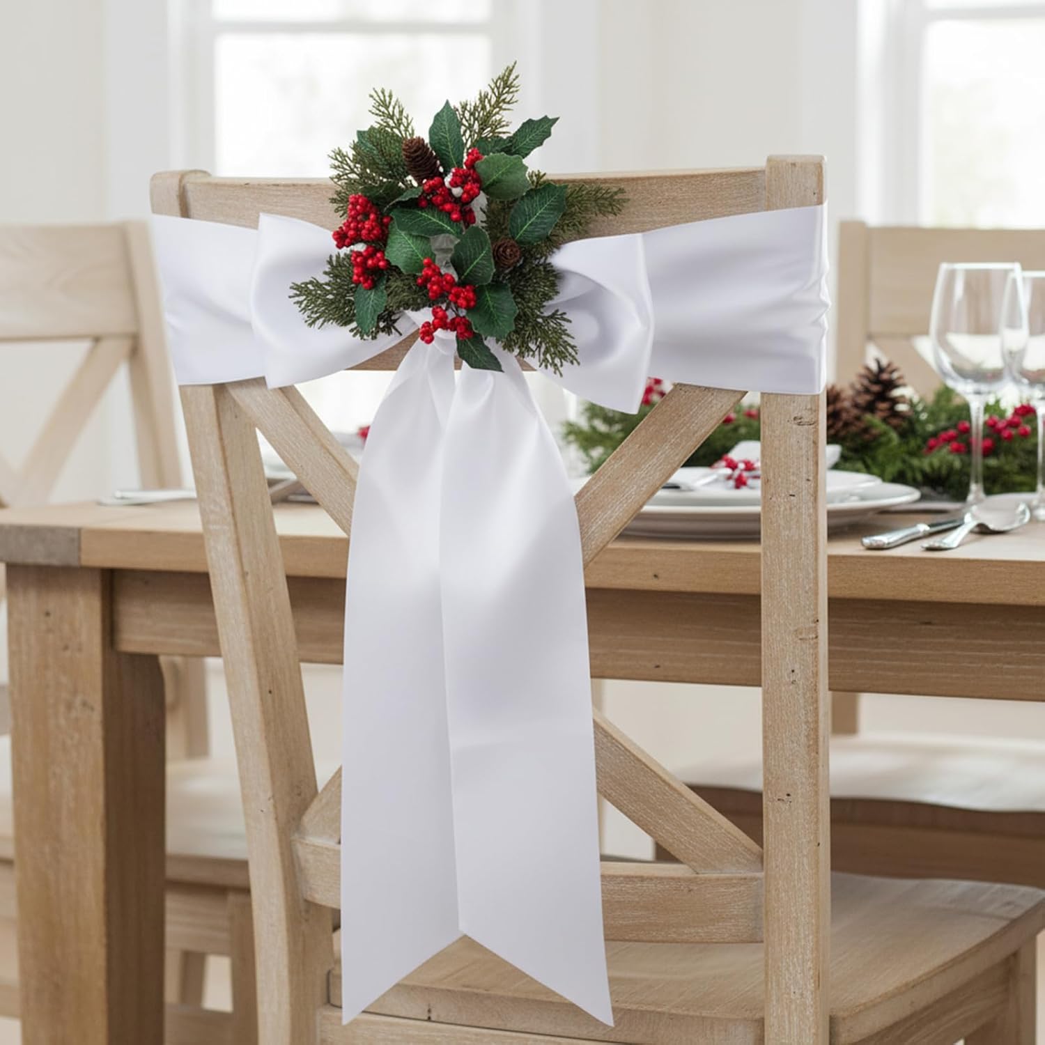 Regine Switzerland White Wreath Sash - 4 Pcs 4.5'' x 56'' Blank for Holiday Outdoor Decor