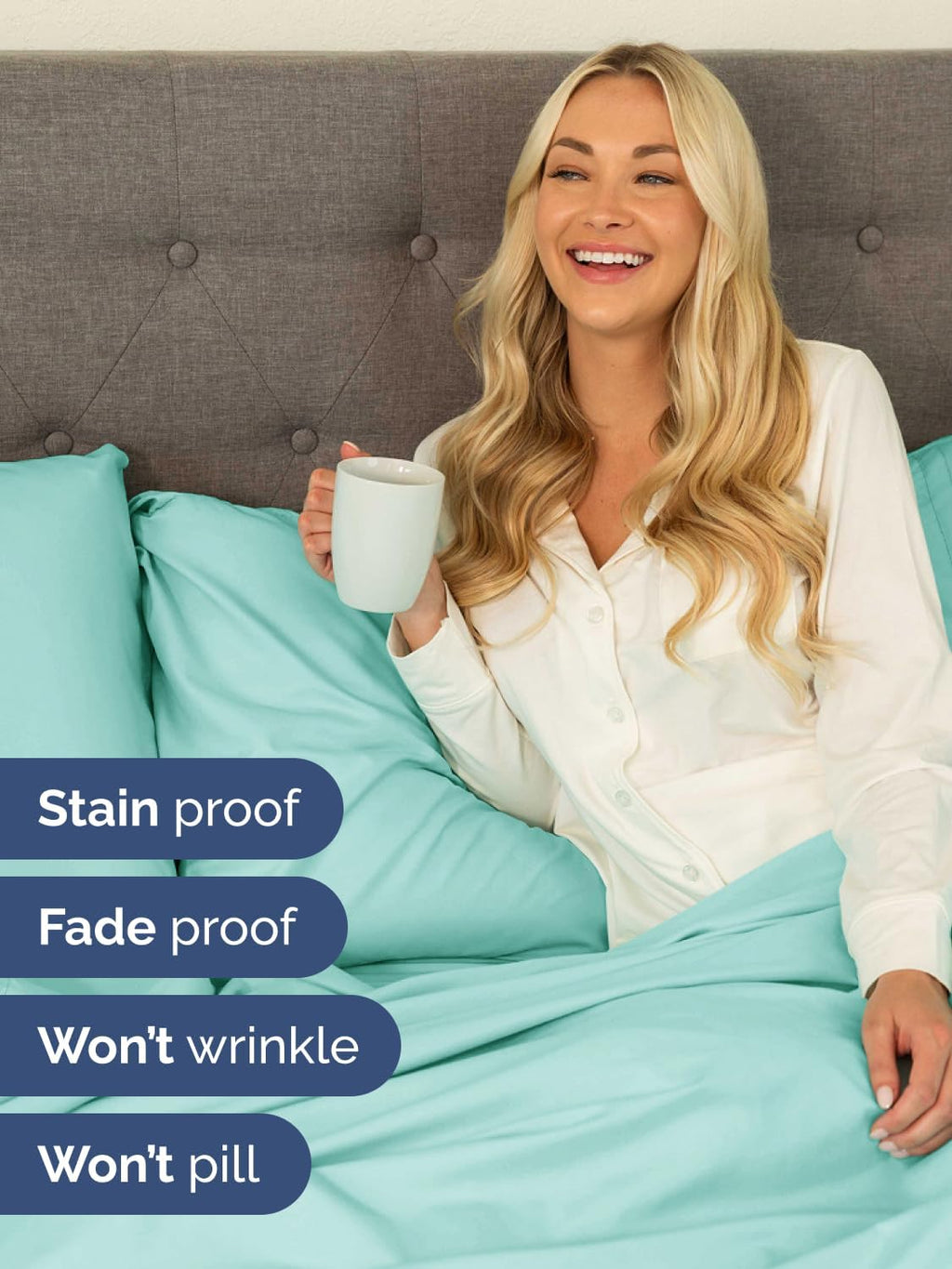 Skiennix Extra Deep Twin Sheet Set - 4-Piece Breathable Cooling Bedding - Soft & Wrinkle-Free Spa Blue