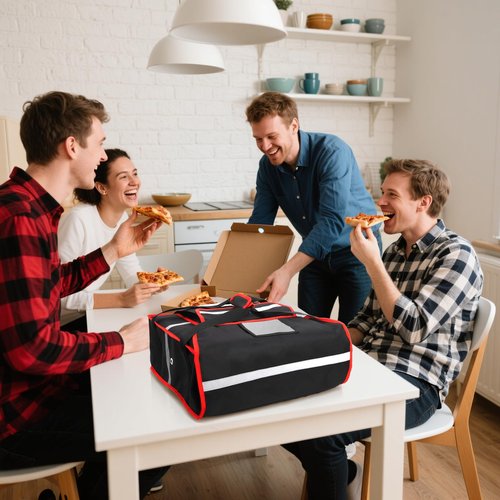 Acshio Insulated Pizza Delivery Bag, 20''L x 20''W x 8''H Professional Thermal Pizza Warmer Bags, Large Heavy Duty Pizza Carrier, Hot Cold Food Delivery Bag for Delivery Bike, Camping