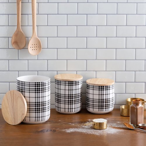 Primitives by Kathy Black Plaid Decorative Canister Set