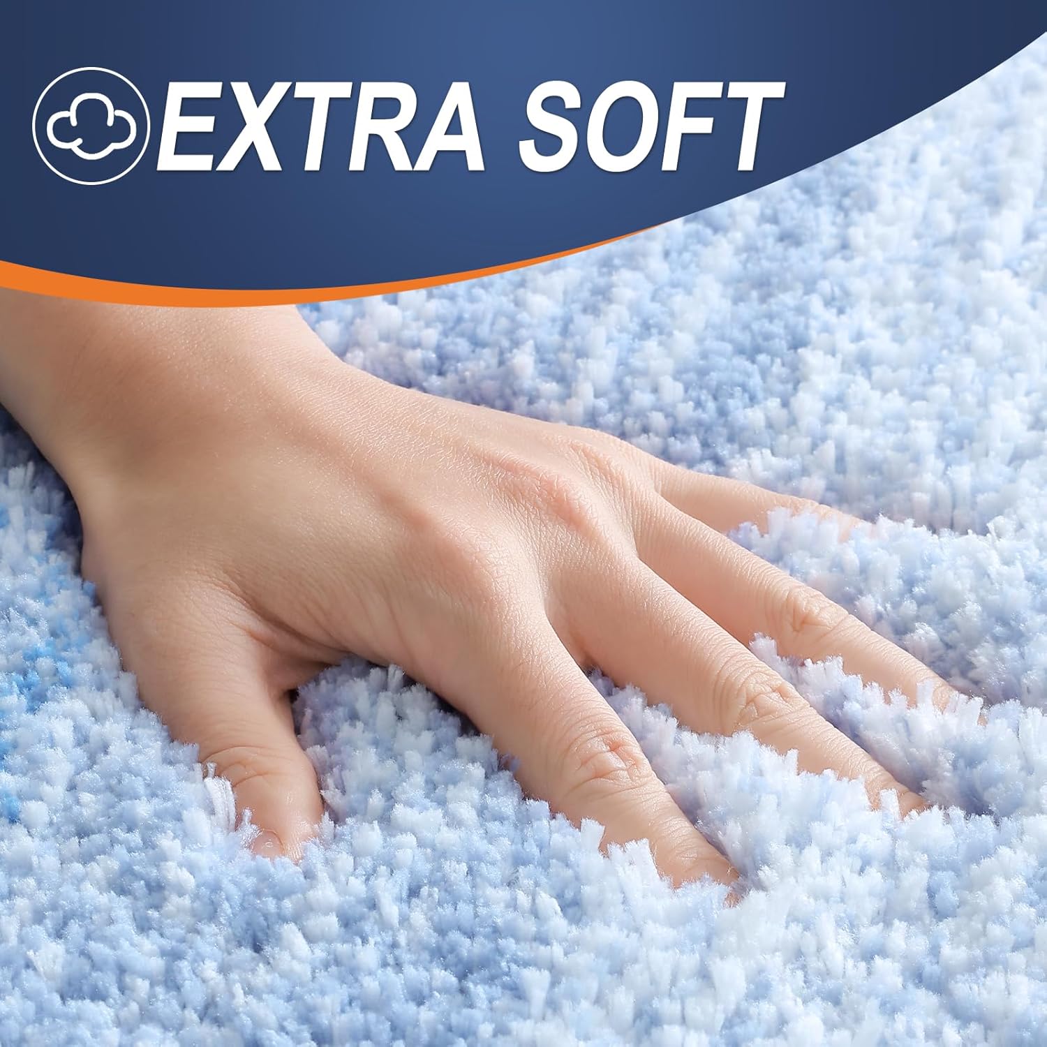 OLANLY Large Bath Rugs - Extra Soft Microfiber, Quick-Dry, Rubber Backing | 45x27, Light Blue