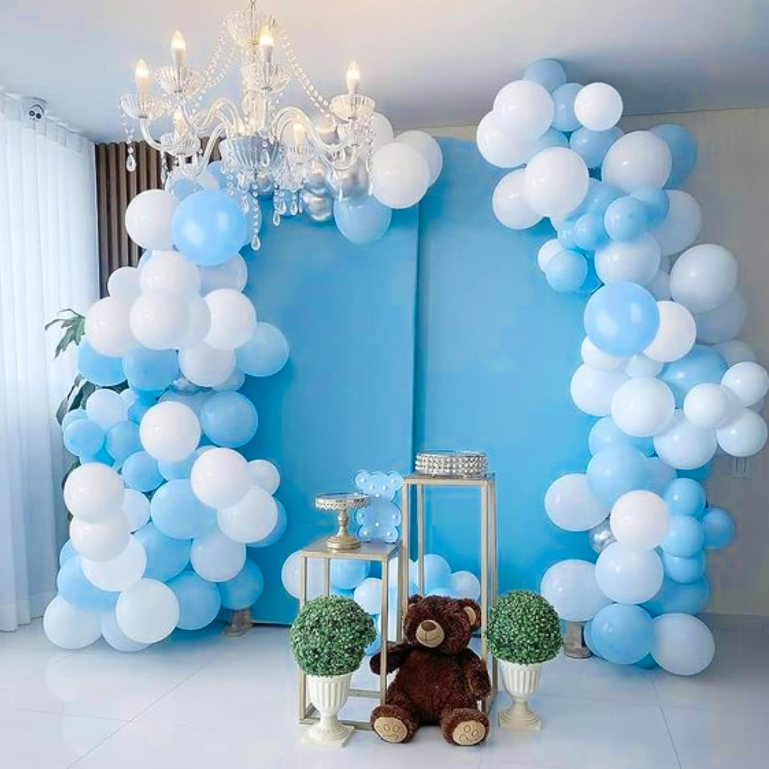 PartyWoo Light Blue Balloons - 50 Pcs 12 Inch Pastel Latex Helium Balloons for Baby Showers & Parties