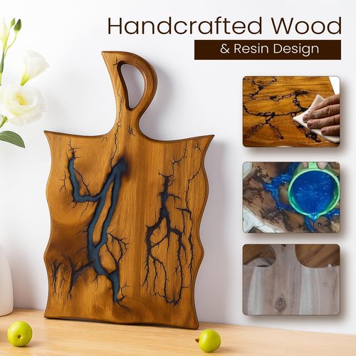 Cultured Creation - Charcuterie Board – Acacia Wood and Resin Cheese Board - Grazing Platter and Serving Tray for Entertaining - Wedding & Housewarming Gift