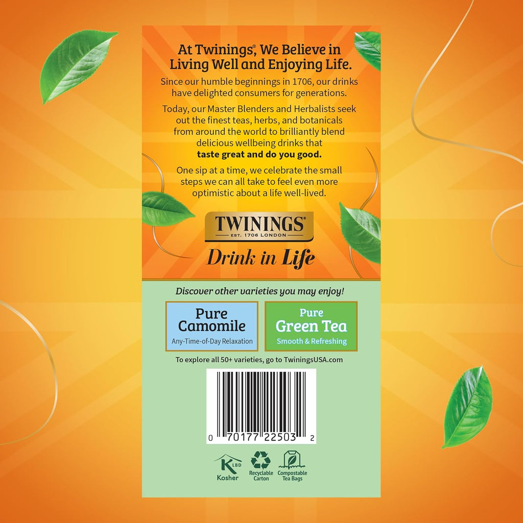 Twinings Pure Peppermint Herbal Tea - 50 Individually Wrapped Bags | Fresh Minty Flavor, Caffeine-Free, 300 Total Teabags