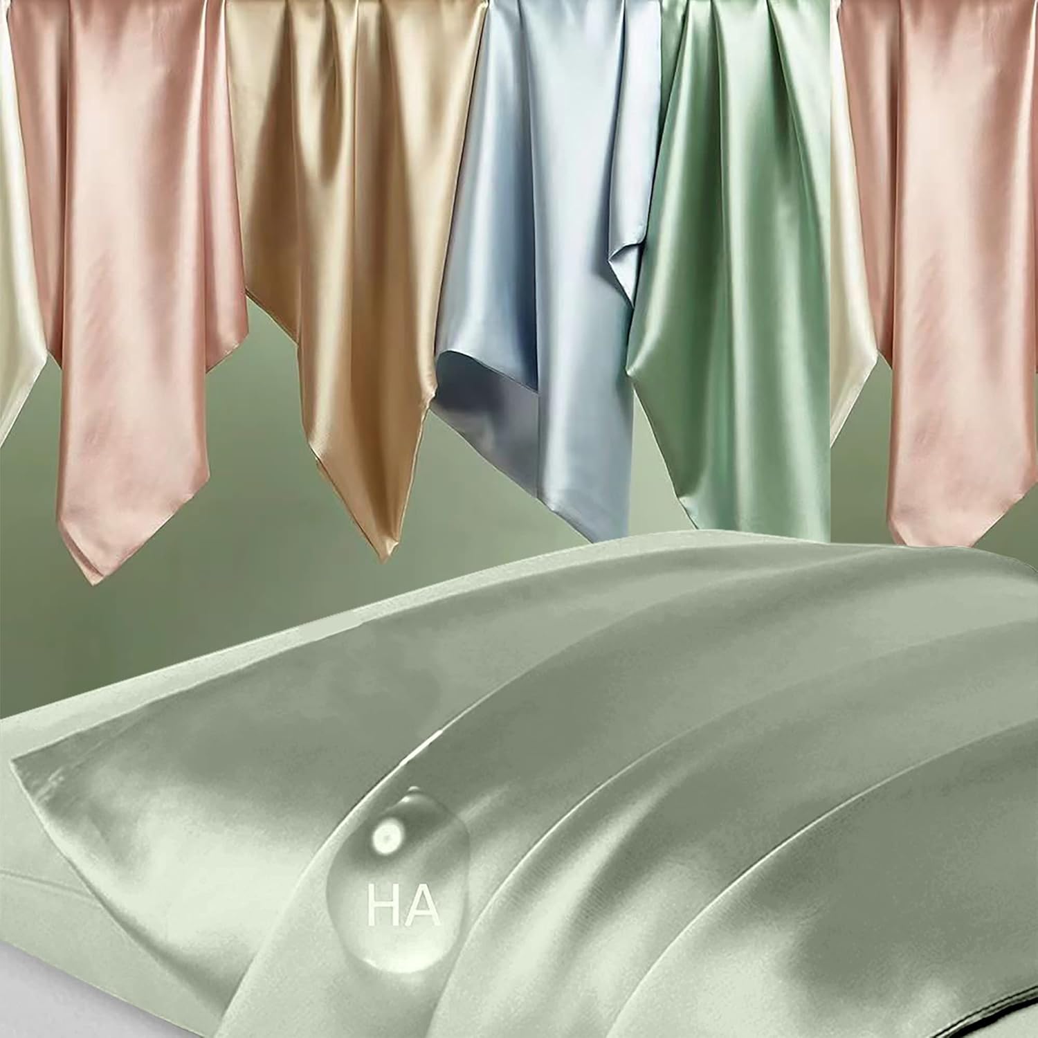 Mulberry Silk Pillowcase by Skiennix | Anti-Acne & Cooling Beauty Sleep | Queen Size, Sage Green