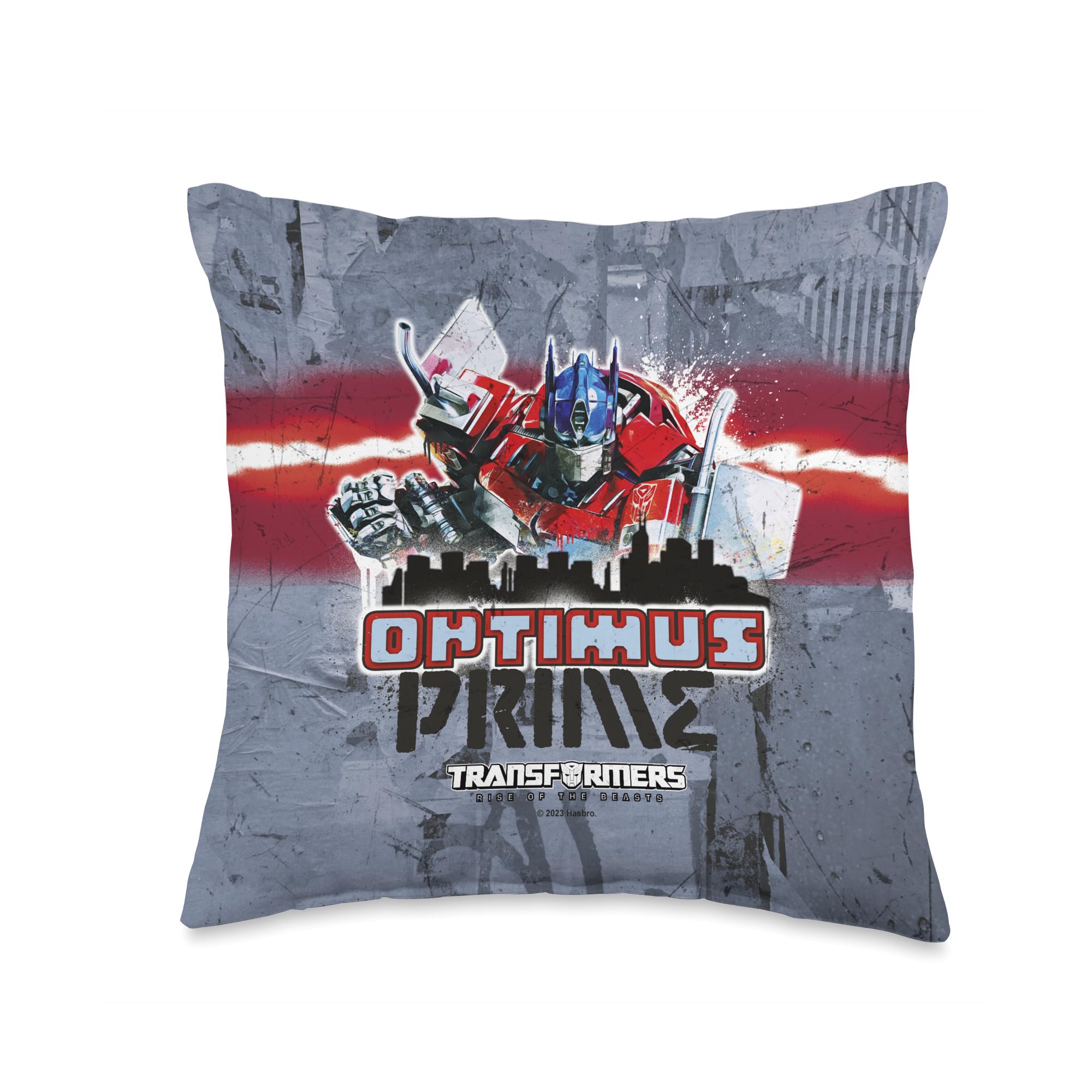 Transformers: Rise of the Beasts Battle In Brooklyn Optimus Throw Pillow