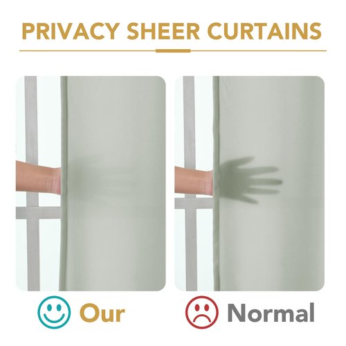 H.VERSAILTEX Sheer Curtains 84 inches Long No-See-Through Farmhouse Curtains for Living Room Light Filtering Semi Sheer Curtain for Bedroom Privacy Window Curtain Drapes 2 Panels Rod Pocket, Sage