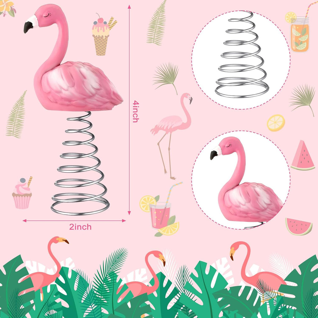 Queekay Mini Flamingo Ornament - 4 Inch Pink Tropical Tree Topper for Summer Party Decor