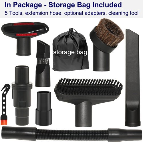Portek Vacuum Attachments Compatible with Shark Navigator Lift-Away Deluxe Rotator Stratos DuoClean Corded Rocket Vac, Vacuum Accessories(Car Detailing Kit with Extension Hose and Storage Bag)