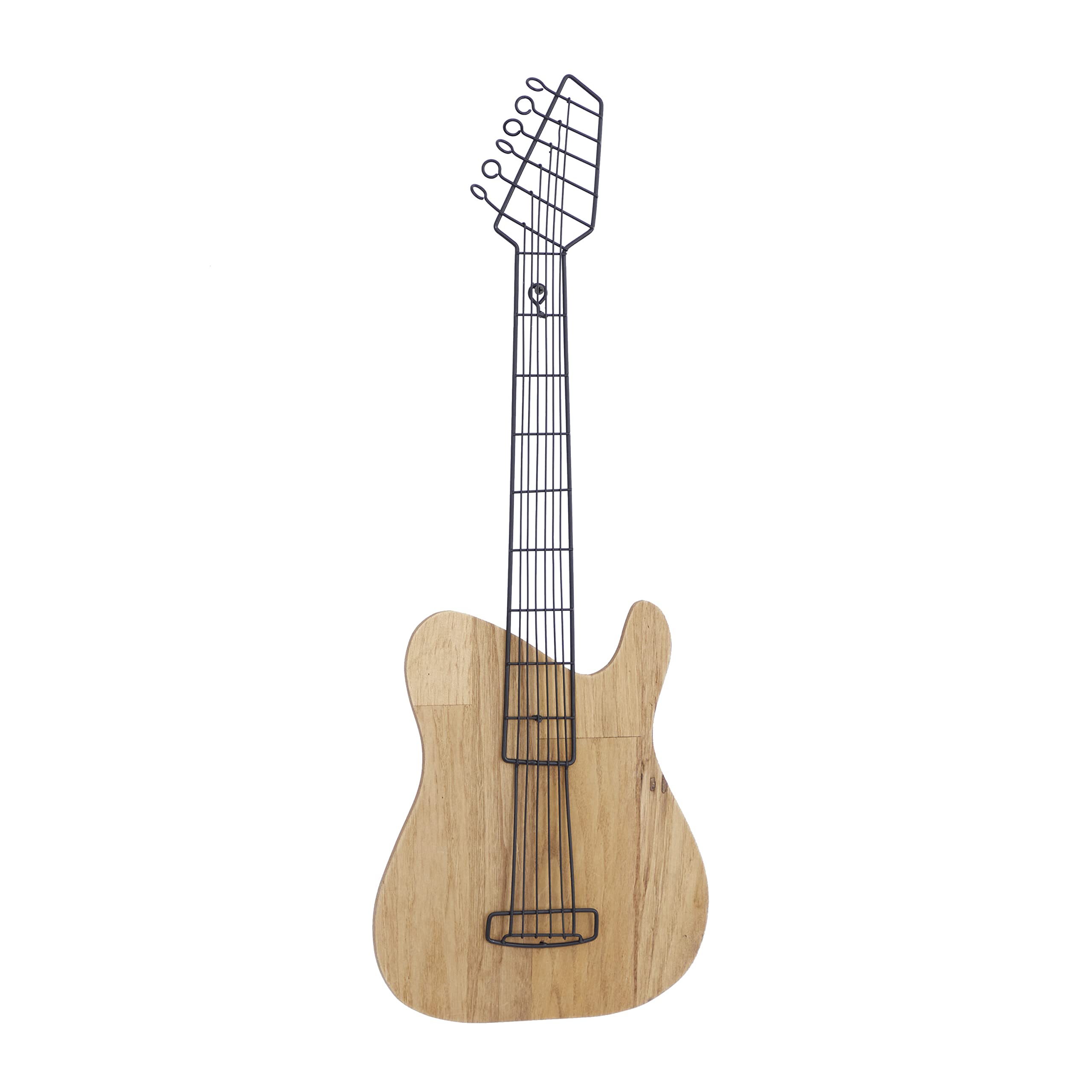 Deco 79 Wooden Guitar Home Wall Decor Wall Sculpture, Wall Art 2" x 11" x 31", Brown