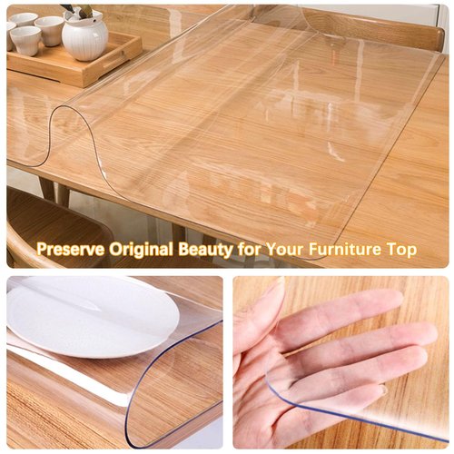 70 Inch Clear Round Table Cover Protector 1.5mm Thick Table Protector for Dining Room Waterproof Plastic PVC Vinyl Tablecloth Cover Circle Tabletop Desk Pad Mat for Furnture Coffee End Bed Side Table