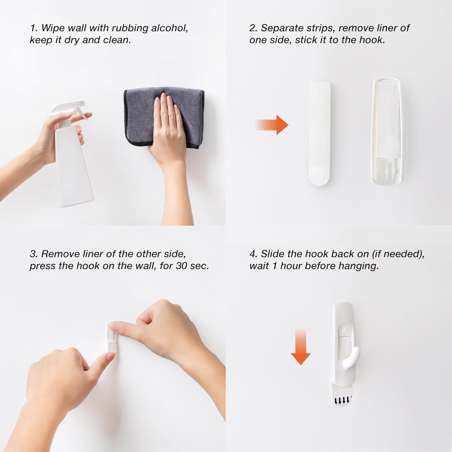 MOVELYST Heavy-Duty Utility Hooks - 14 Large Hooks with 20 Removable Adhesive Strips | Damage-Free Wall Organizer