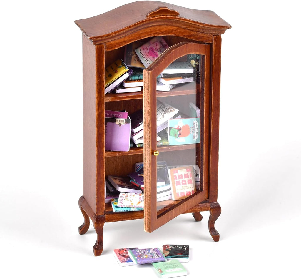 Skiennix Miniature Bookshelf - Unique Stress Relief Bookcase with 100+ Miniature Books | Perfect Gift for Book Lovers