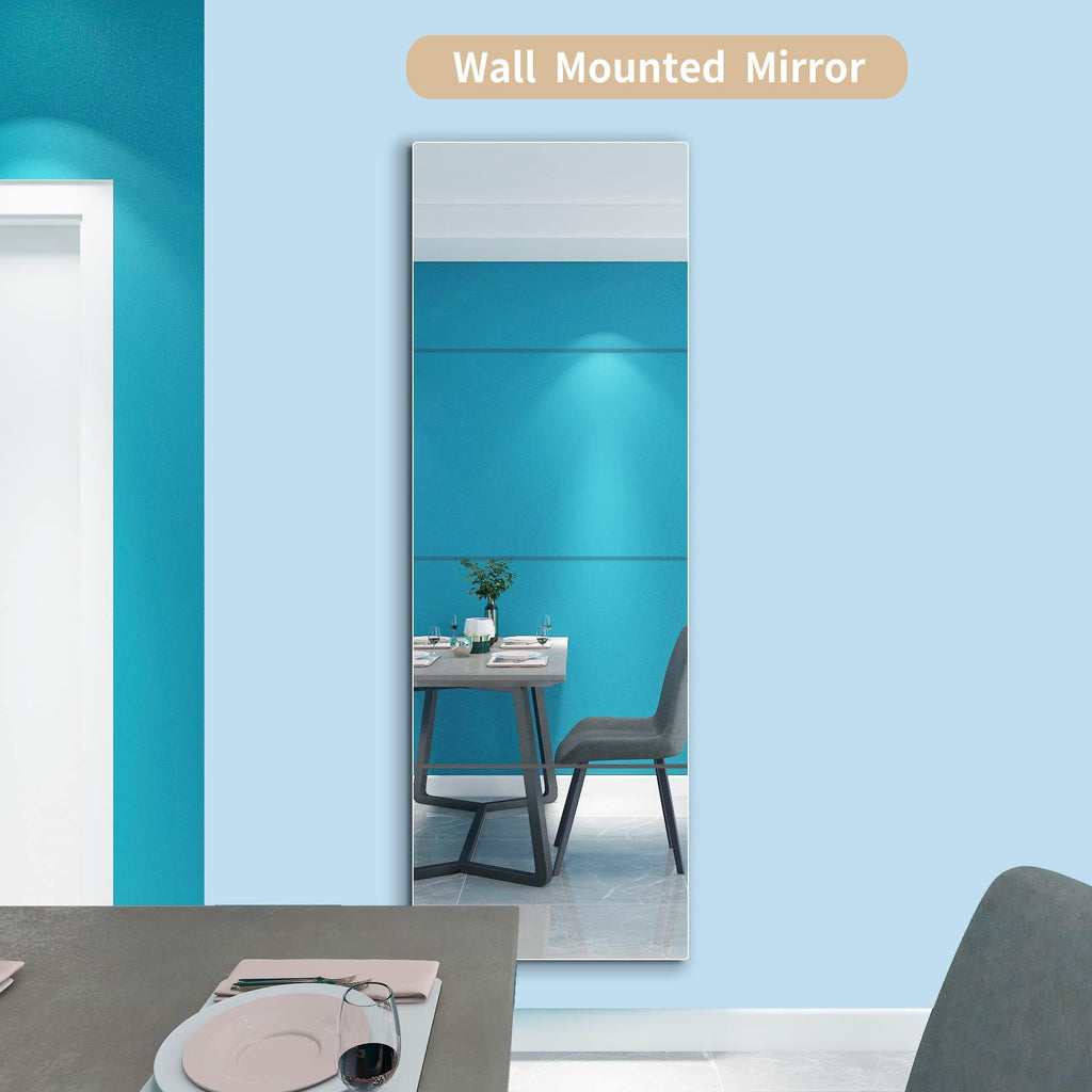 quegau Full Length Safety Shatterproof Mirror for Kids - Plastic Wall Mirror Made of Acrylic Plexiglass, 4 Pcs 14" x14" - Long Bedroom Door Closet Mirror for Home Gym Body Workout