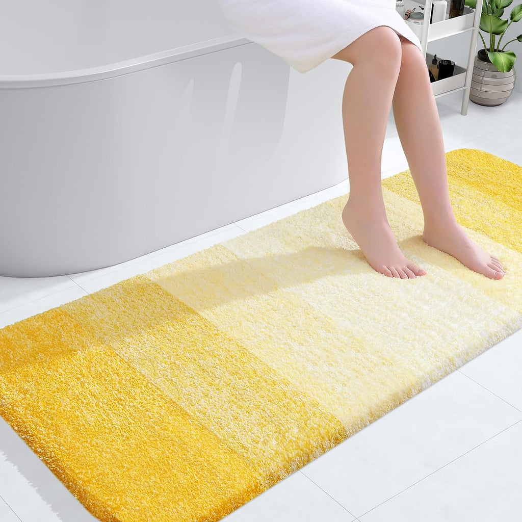 OLANLY Large Bathroom Rug Mat - Extra Soft Microfiber, Quick Dry & Machine Washable | 54x24, Yellow