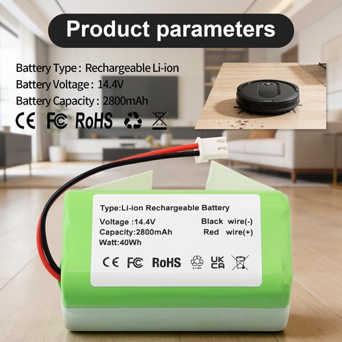 14.4V RVBAT850 Vacuum Battery for Shark ION/IQ/AI R1000C, RV1100S1US, RV850 AV1010AE, AV2501AE, AV911,AV970, RV763, RV764, RV765, RV771, RV2320S, RV2310AE,AV2310AE, RV2300 Robot Vacuum Cleaner 2800mAh