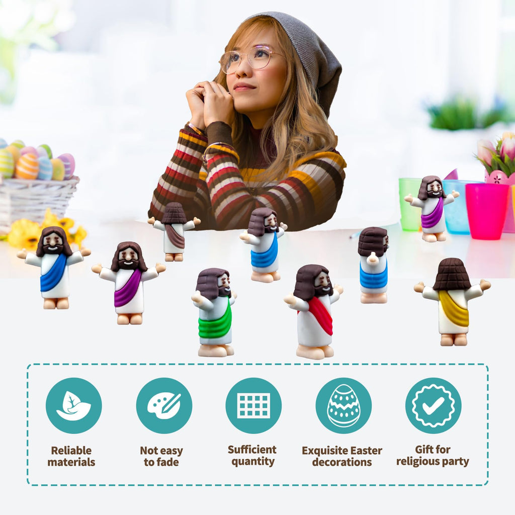 Seprochoo Little Jesus Figures - Mini Jesus Figurines in Bulk for Easter (30, Multicolor)