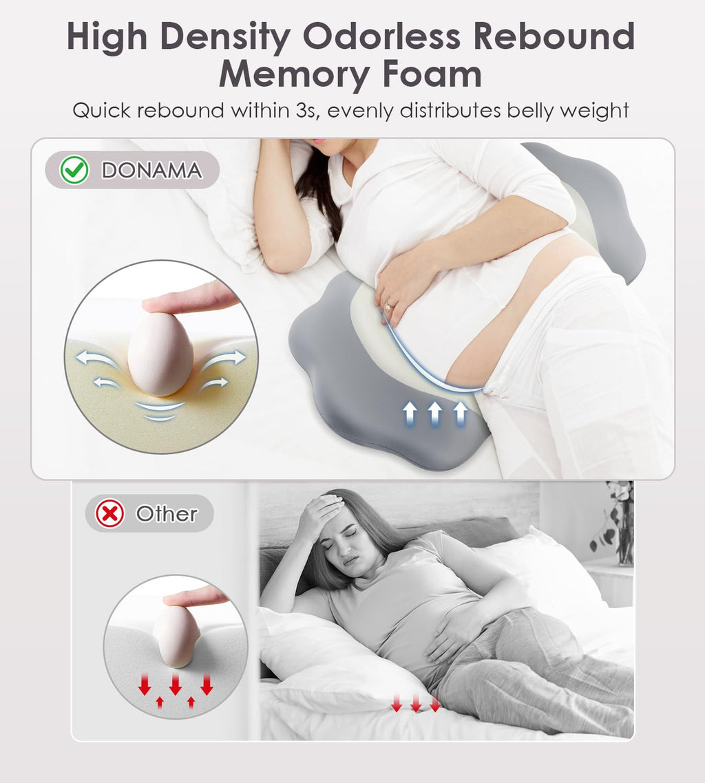 Memory Foam Pregnancy Pillows for Sleeping, Side Sleeper Maternity Pillow Support for Back Belly HIPS, Adjustable Wedge Pillow for Pregnant Women, Side Sleeping Pregnant Pillows with Pillowcase