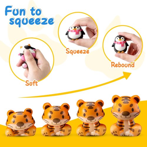 DMIGHT Safari Animal Squishy Toys - 24PCS Party Favors for Kids | Goodie Bag Stuffers & Birthday Gifts