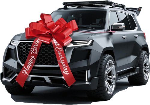 Happy Birthday Car Bow by Skiennix - Giant Red Gift Bow for Cars | 36 Inch x 63 Inch Size