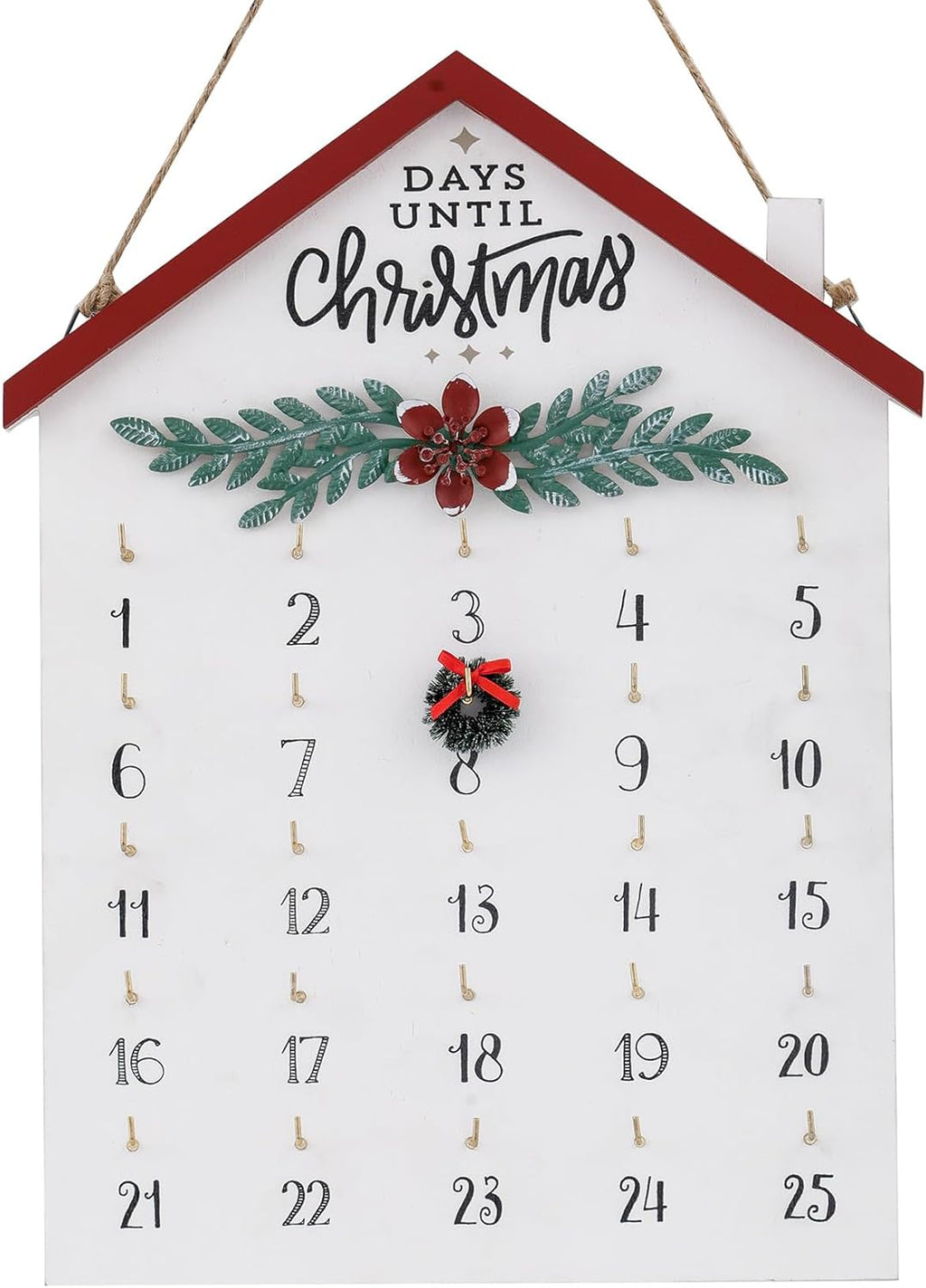 Regine Switzerland Christmas Countdown Calendar - 25 Days Advent Decor | Rustic Wooden Wall Hanging