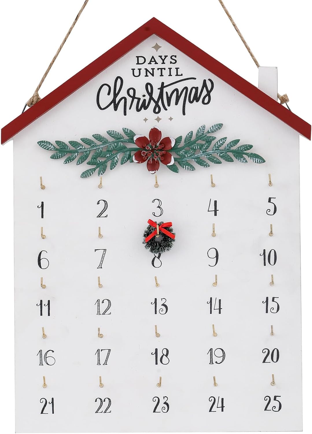 Regine Switzerland Christmas Countdown Calendar - 25 Days Advent Decor | Rustic Wooden Wall Hanging
