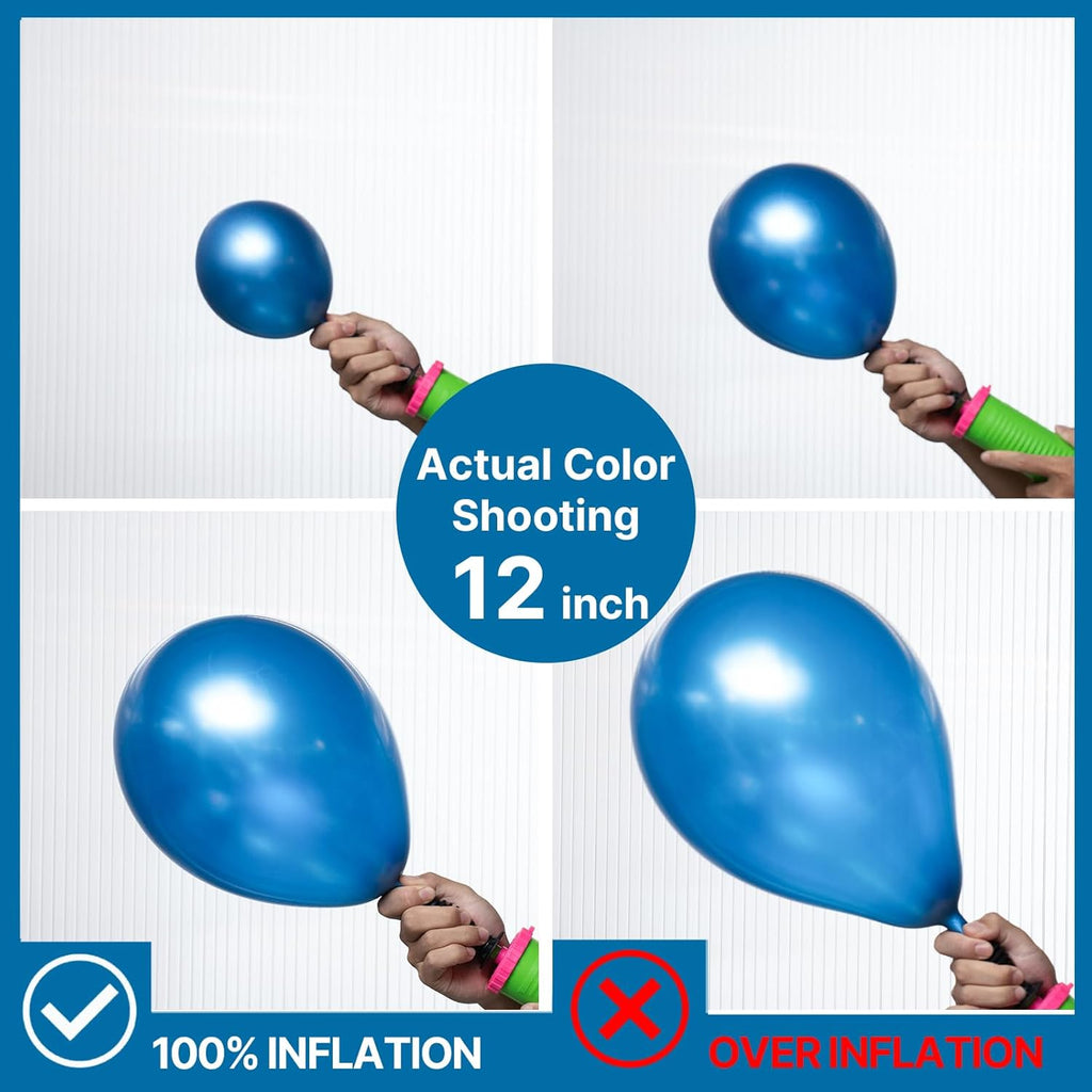 PartyWoo Metallic Blue Balloons - 50 Pcs 12 Inch Chrome Latex Helium Balloons for Celebrations