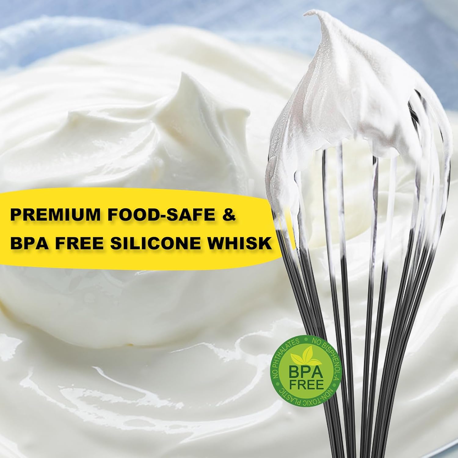 NileHome Silicone Whisk Set - Versatile 8" & 10" Kitchen Whisks for Cooking & Baking | Black