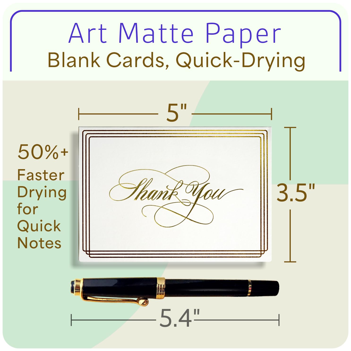 ukee's Thank You Cards with Envelopes 100-Pack, Blank Inside 4-Color Embossed Gold Foil Script Thank You Notes with Matching Stickers, for Small Business Graduation Wedding Baby Shower Funeral, 3.5"x 5"