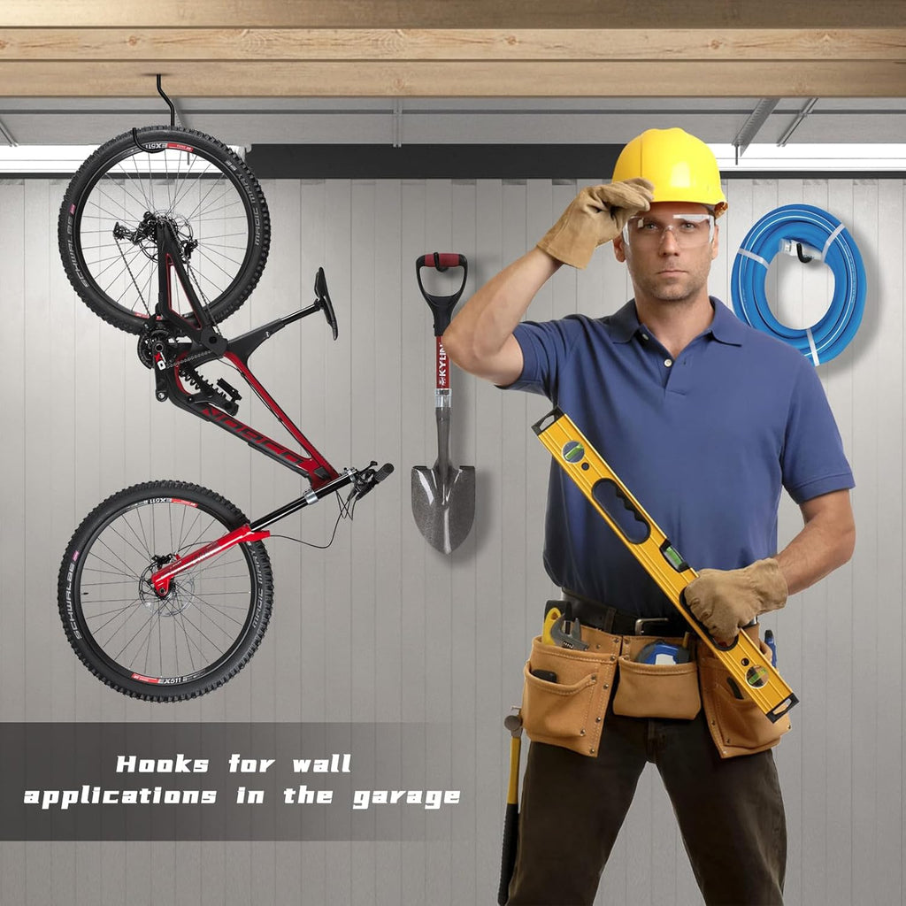 Skiennix Heavy Duty Bike Hooks - 12 Pack Bicycle Storage Hangers for Garage & Garden Organization