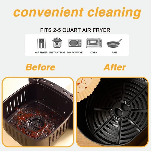 Ailun Air Fryer Paper Liners - 100PCS Non-Stick Parchment, Oil Resistant, 6.5 Inch for 2-5 QT Air Fryers