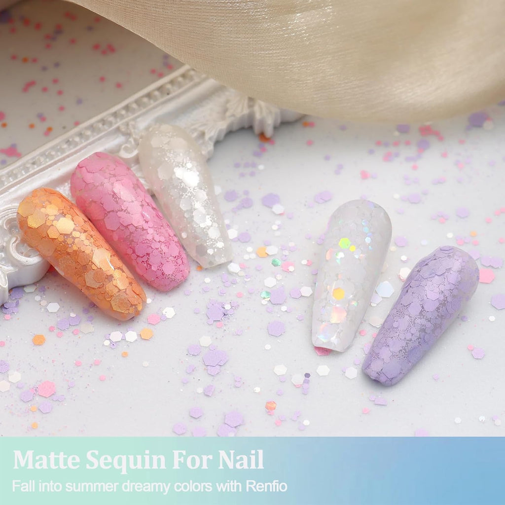 Renvio Matte White Chunky Glitter - 1.76oz Mixed Resin Glitter for Crafts, Snow Globes & Decorations