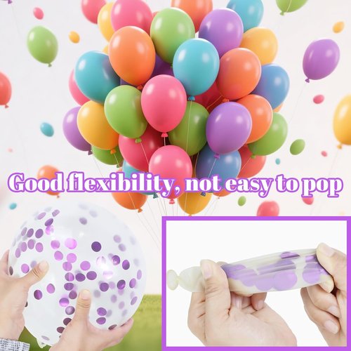 KAWKALSH 68pcs Metallic Purple & Pink Balloons - 12 Inch Confetti Latex for Girls' Birthday & Baby Shower Decor
