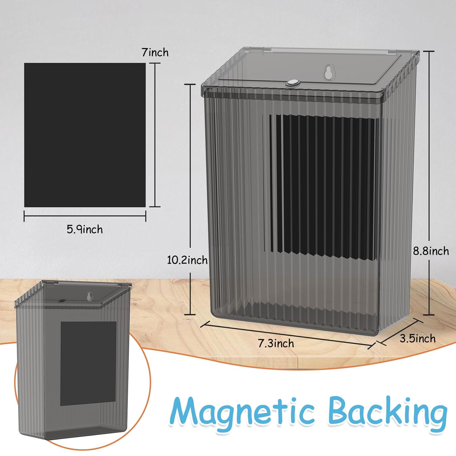 Sealegend Magnetic Slim Trash Can - Versatile Wastebasket with Lid for Kitchen & Bathroom Organization | Black