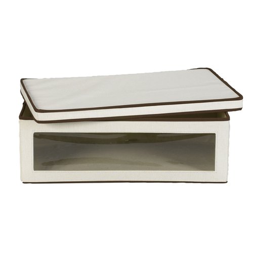 Household Essentials 514 Vision Storage Box - Natural Canvas with Brown Trim - Large