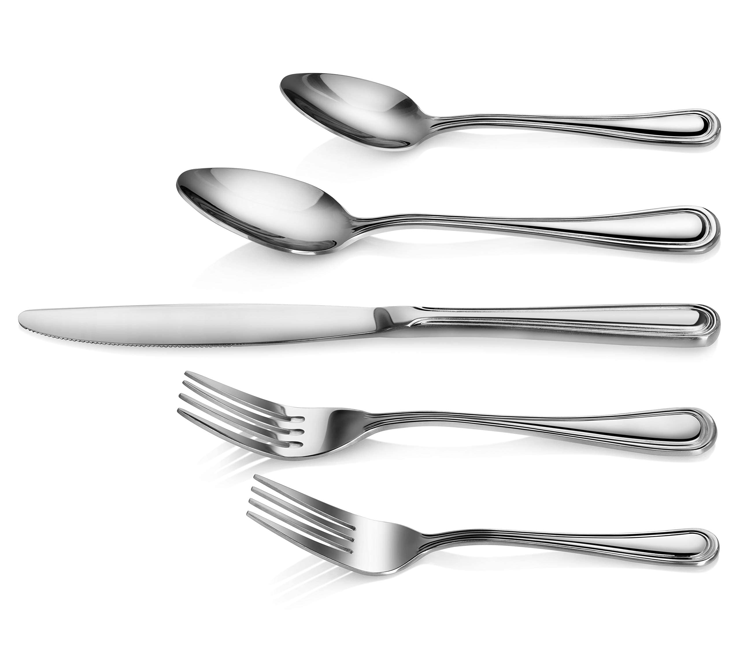 New Star Foodservice Slimline Pattern 18/0 Stainless Steel Flatware Set, 60-Piece Set, Commercial Grade