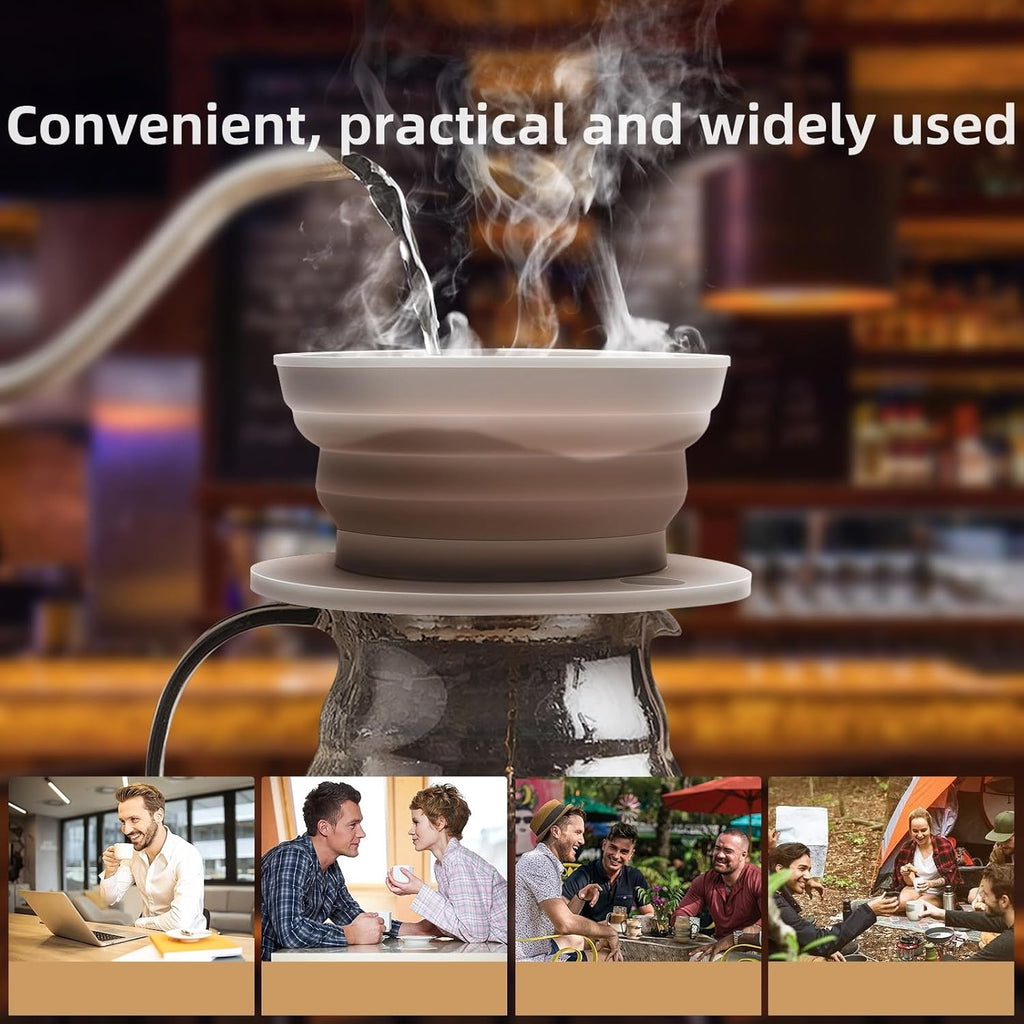 Skiennix Collapsible Travel Pour Over Coffee Maker - Reusable Stainless Steel Filter, Grey