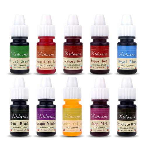 Food Coloring Variety Kit by [Brand Name] - 10 Vibrant Liquid Colors for Baking, Decorating & Slime | 0.25 fl. oz. Bottles