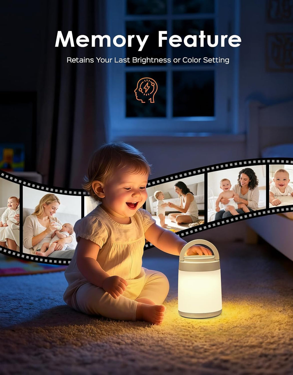 One Fire Night Light - Portable Kids Night Light with 10 Colors & Remote Control | Rechargeable Touch Lamp