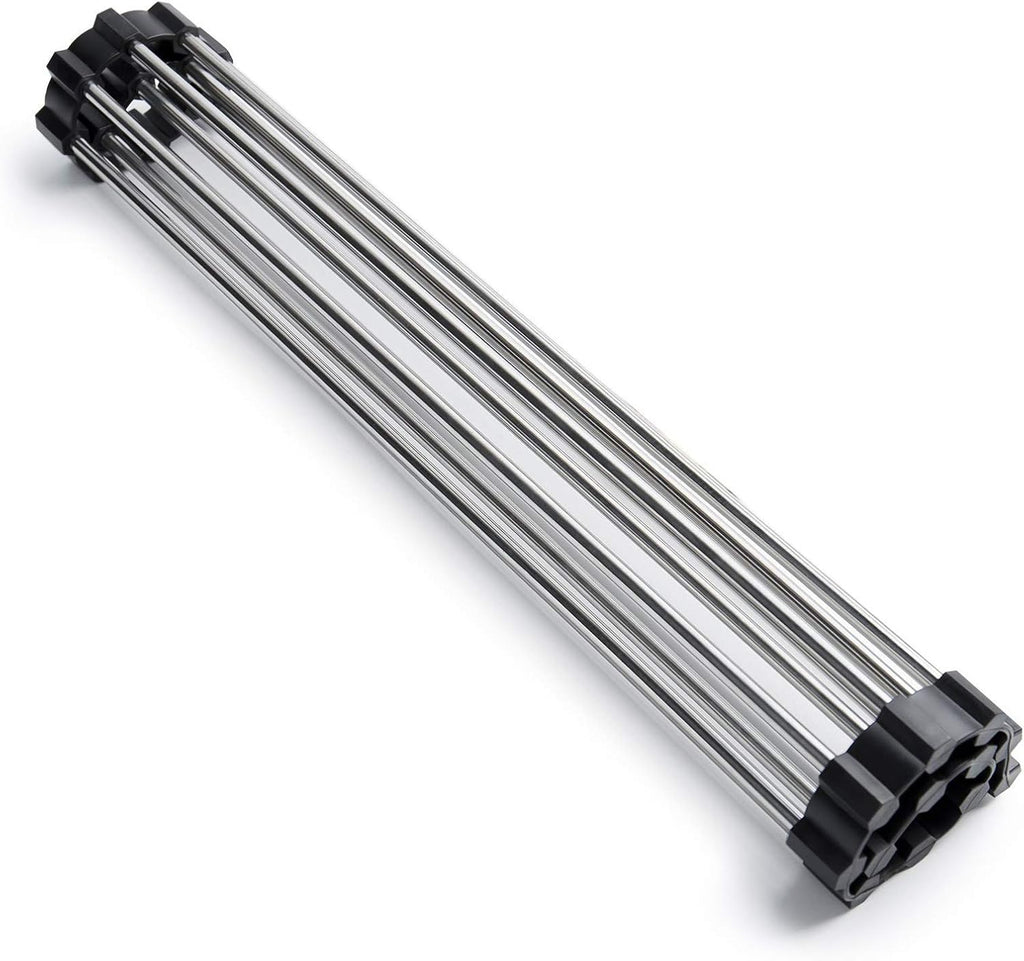 Skiennix Roll-Up Dish Drying Rack - 304 Stainless Steel, Foldable & Space-Saving | 17" x 13.5" - Black