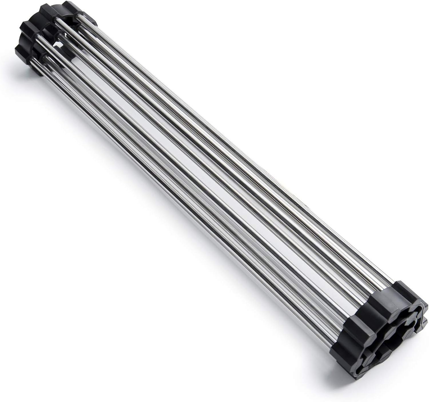 Skiennix Roll-Up Dish Drying Rack - 304 Stainless Steel, Foldable & Space-Saving | 17" x 13.5" - Black